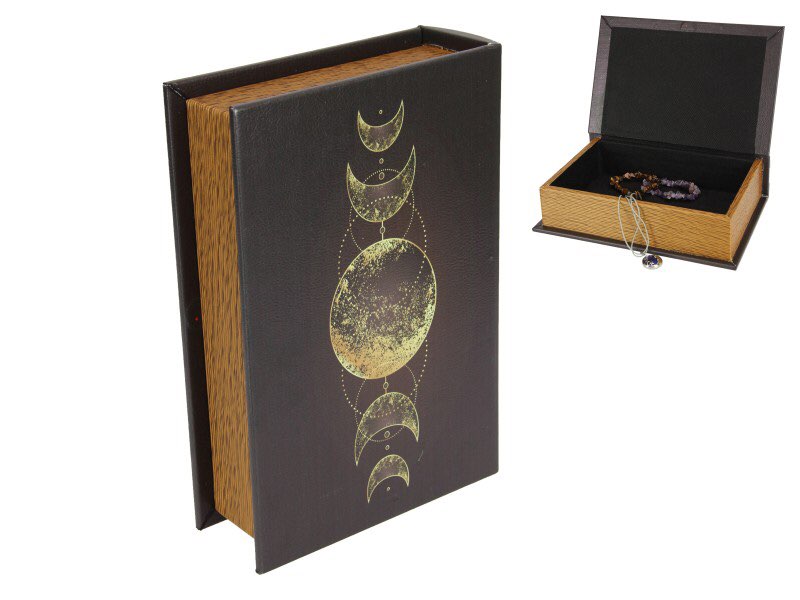 Book Box with Black and Gold Triple Moon Design