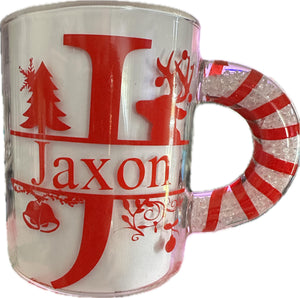 Personalised Candy Cane Glass Mug
