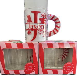 Personalised Candy Cane Glass Mug